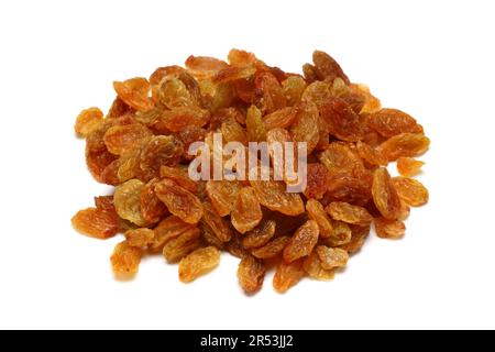 Brown raisin isolated on white background with clipping path and full depth of field Stock Photo