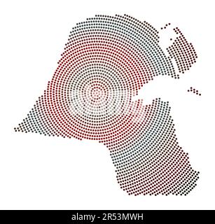 Kuwait dotted map. Digital style shape of Kuwait. Tech icon of the country with graduated dots. Authentic vector illustration. Stock Vector