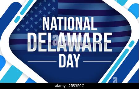 National Delaware day wallpaper with waving American flag in the backdrop. Delaware day background Stock Photo