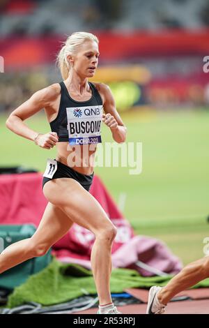 Camille Buscomb running the 5000m at the 2019 World Athletics Championships in Doha. Stock Photo