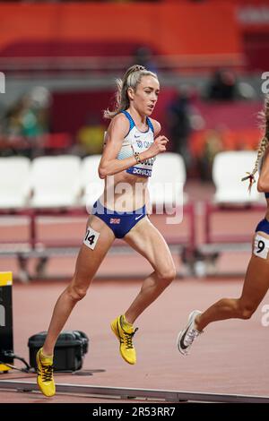 Eilish McColgan running the 5000m at the 2019 World Athletics Championships in Doha. Stock Photo