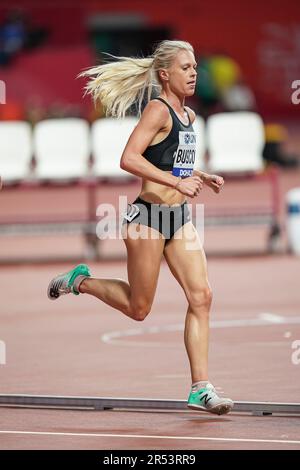 Camille Buscomb running the 5000m at the 2019 World Athletics Championships in Doha. Stock Photo