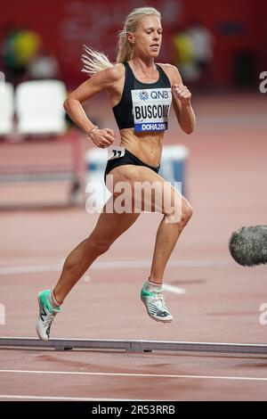 Camille Buscomb running the 5000m at the 2019 World Athletics Championships in Doha. Stock Photo