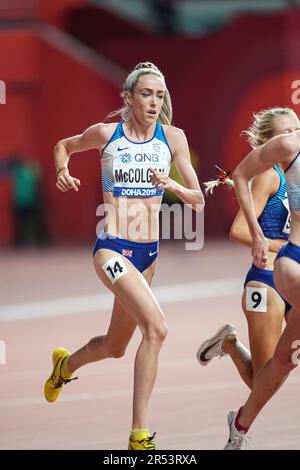 Eilish McColgan running the 5000m at the 2019 World Athletics Championships in Doha. Stock Photo