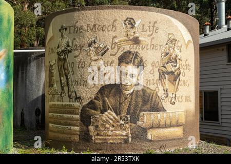Tim Bowtell and Ruby Parr Water Tank Art, Toolangi, Victoria, Australia Stock Photo