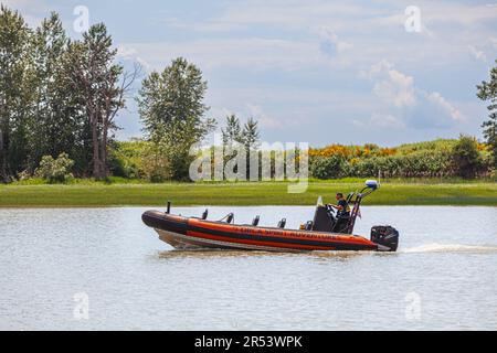 Pre-season boat trials for a whale watching company in Steveston British Columbia Canada Stock Photo