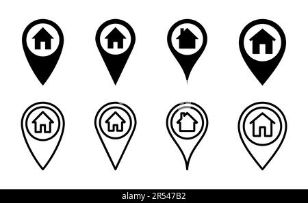 Address icon set. home location icon vector Stock Vector