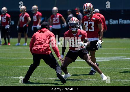 San Francisco 49ers wide receiver Tay Martin (83) runs with the ball during  the NFL football team's training camp in Santa Clara, Calif., Monday, Aug.  1, 2022. (AP Photo/Josie Lepe Stock Photo - Alamy