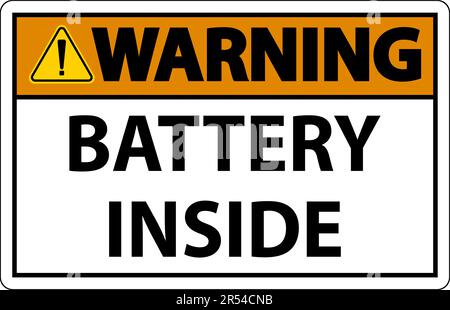 Warning Sign Battery Inside On White Background Stock Vector