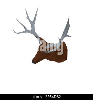 Deer polygonal Illustration Low poly deer with horns Wild deer head with horns on background low poly triangular and wireframe vector illustration iso Stock Vector