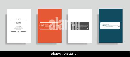 Quotes frame blank templates set, text in brackets, infographics banner, citation empty, speech bubbles. Modern text box isolated on color background Stock Vector