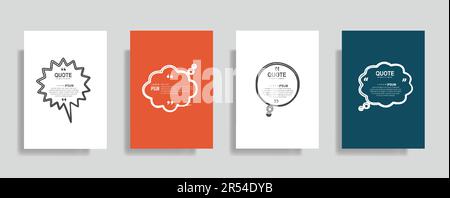 Quotes frame blank templates set, text in brackets, infographics banner, citation empty, speech bubbles. Modern text box isolated on color background Stock Vector