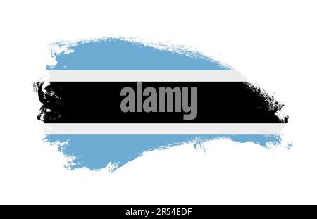 Botswana flag brush stroke, national flag on white background Stock ...