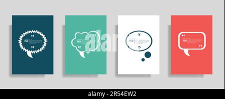 Quotes frame blank templates set, commas, note, message, citation empty, speech bubbles and comment Stock Vector