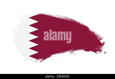 National flag of Qatar painted with stroke brush on isolated white Stock Photo