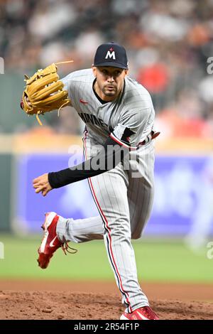 Minnesota Twins relief pitcher Jovani Moran (71) in the bottom of the seventh inning during the MLB game between the Minnesota Twins and the Houston A Stock Photo