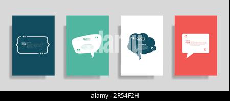 Quotes frame blank templates set, commas, note, message, citation empty, speech bubbles and comment Stock Vector