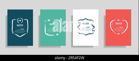 Quotes frame blank templates set, commas, note, message, citation empty, speech bubbles and comment Stock Vector