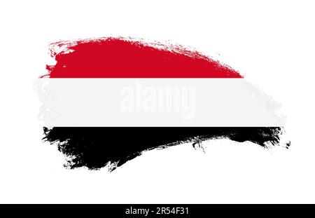 Yemen flag brush stroke, national flag on white background Stock Photo ...