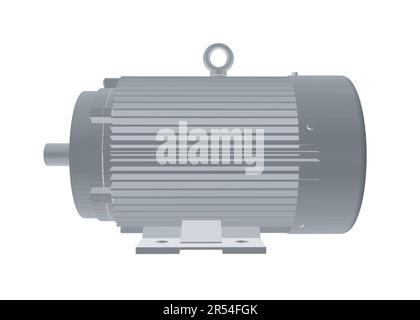 Electric motor rotor. Electric motor polygonal on a white background. 3D. Vector illustration. Industrial Electric Engine. Grey Elements on Repeating Stock Vector
