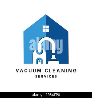 House Cleaning Service Logo Design vacuum cleaner Brush Logotype Stock Vector