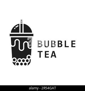 Bubble Tea Logo Design Milky Tea Logotype Stock Vector