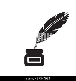 feather Logo Design Ink Writing Logotype Stock Vector