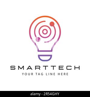 Smart Tech Logo Design Human Brain IT Tech Logotype Stock Vector