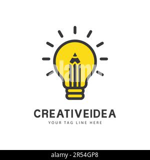 Creative Idea Logo Design Bulb Logotype Pencil Icon Stock Vector