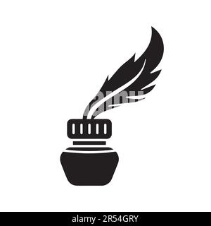 feather Logo Design Ink Writing Logotype Stock Vector