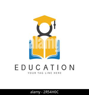 Education Logo Design Books Graduation Hat Logotype Pencil Vector Stock Vector