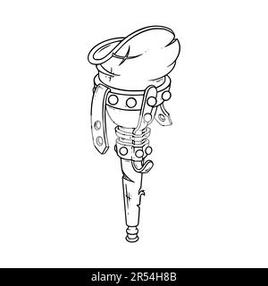 Pirate wooden leg prosthesis. Corsair prosthetic leg in retro vintage style. Vector illustration isolated on white backround Stock Vector