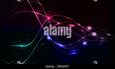 Abstract multicolored blue violet red and green beautiful digital modern magical shiny electric energy laser neon texture with lines and waves stripes Stock Vector