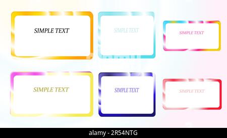 A set of six frames of rectangular and square, edging gradient metallic shiny shining frames with overflows, reflows of abstract, beautiful unusual on Stock Vector