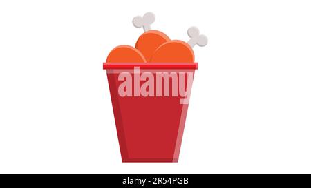 Hand drawn vector illustration of a Bucket of Fried Chicken Drumsticks. Stock Vector