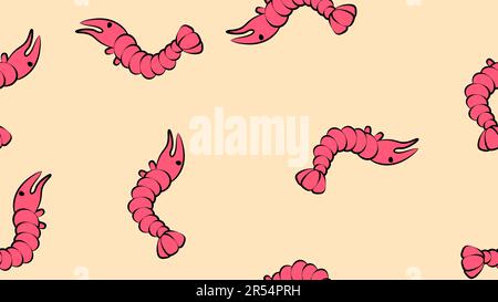 Seamless pattern from hand drawn shrimps isolated on white background. Stock Vector