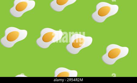 Broken eggs seamless pattern. Scrambled eggs. Breakfast background. Stock Vector