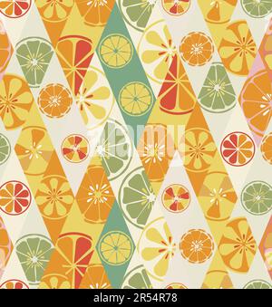 Texture bright orange summer stylish glamorous fashionable with a pattern of lemons limes oranges citrus fresh fruit vitamin tropical tasty sweet on t Stock Vector