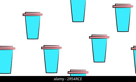 Seamless pattern with hand drawn colored ice cream bowls, ice cream bucket, popsicle ice cream, ice cream cones, ice. Stock Vector
