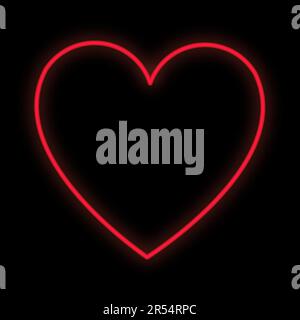 Bright luminous red medical digital neon sign for a pharmacy or hospital store beautiful shiny with a heart on a black background. Vector illustration Stock Vector