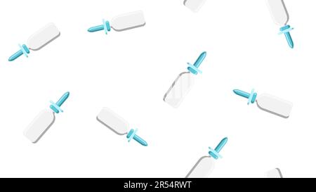 Seamless pattern endless texture of white medical medicinal spray pharmaceutical droplets for nose from a cold and a sore throat on a white background Stock Vector