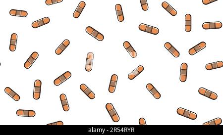 Seamless pattern texture of endless repetitive corporal medical pharmacological patches for sticking wounds and cuts against white yellow background. Stock Vector