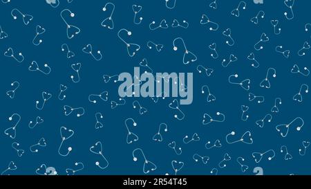 Endless seamless pattern of medical scientific medical subjects stethoscopes phonendoscopes for listening to the heart and lungs and diagnosing pneumo Stock Vector