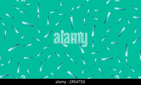 Endless seamless pattern of medical scientific medical supplies laboratory chemical blue flasks and flasks on a green background. Vector illustration. Stock Vector