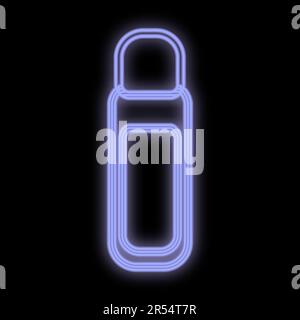 flash drive bright blue neon on a black background. flash card for transferring information to various digital media. preservation and dissemination o Stock Vector