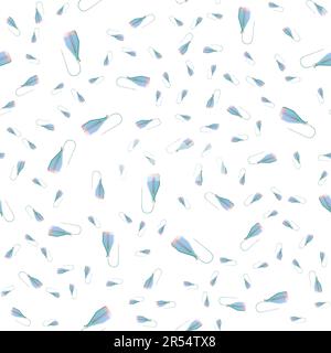 Endless seamless pattern of medical scientific medical items and droppers with a needle on a white background. Vector illustration. Stock Vector