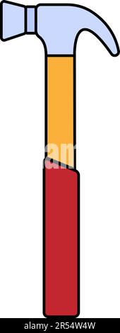 Construction blue and red icon of a manual metal hammer with a wooden handle intended for construction and carpentry work, for driving nails. Construc Stock Vector