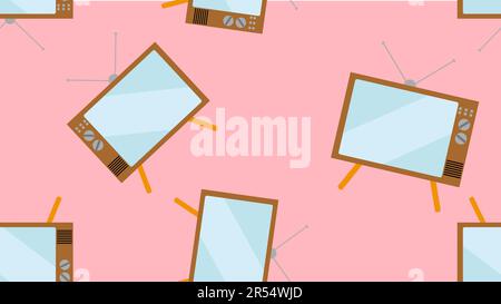 Texture pattern seamless old retro antique hipster vintage picture tube with a convex screen of an ancient TV for watching TV programs from the 60s 70 Stock Vector