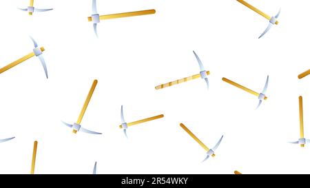 Vector pickaxe icon on white isolated backgroun seamless pattern on a white background. Stock Vector