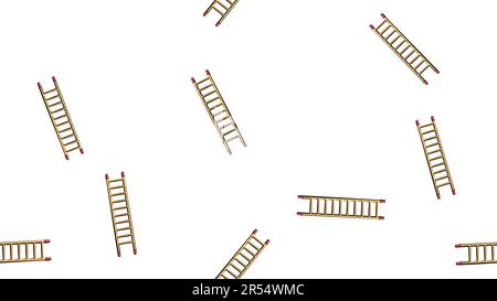 Texture, seamless abstract pattern of building wooden stairs on white background. Vector illustration. Stock Vector